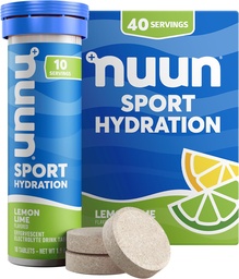 Nuun Sport elektrolüütide tabletid magneesiumi, kaltsiumi, kaaliumi, kloriidi ja naatriumi, gluteenivaba ja vegani, sidrunlubja, 4 pakendit (kokku 40 serveerimist)