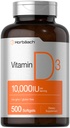 Horbäach Vitamiin D3 10000 IU | 500 Softgels | Mitte-GMO, Gluteenivaba toidulisand | Väärtuse suurus | 250mcg | Suure tugevusega valem