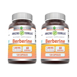 Amazing Formulas Berberine 1000mg Per Serving Kapslid Supplement | Non GMO | Gluteenivaba | Valmistatud USAs (120 | 2 Pack)