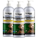 Vedelad tervislikud lemmikloomad K9 Omega 3 kalaõli koertele - Vedel Omega 3 lisand lemmikloomadele EPA + DPA + DHA - Vähendage sügelust ja lamamist, tugiliigeseid, immuunsust, aju, südame tervist - USA Made (3 Pack)