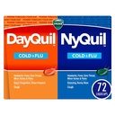 Vicks DayQuil & NyQuil Co-Pack, Cold & Flu Meditsiin, Võimas Multi-Symptom Daytime & Nighttime Relief peavalu, palavik, valulik kurk, väikesed valud ja köha, 72ct