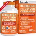 21-in-1 Berberine Supplement koos Ceylon Cinnamon - Berberine 1500 mg koos kroomi, Mõru melon ja roheline tee ekstrakt - Berberine 5X kaalujälgimise ja ainevahetuse tugi 5279 mg (120 ct)