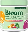 Bloom Toitumine Superfood Rohelised Pulber, seedeensüümid probiootikumide ja prebiootikumidega, soolestiku tervis, Puhutav leevendus naistele, Chlorella, Juice Mix w / Beet Root Powder, 30 SVG, Orange Passionfruit
