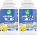 Omega 3 kalaõli toidulisandid, maksimaalne tugevus 2400 mg oomega-3, 1440 mg kalaõli, EPA ja DHA rasvhapete, südame, aju ja immuunsuse toetamine naistele ja meestele. looduslik sidrunimaitse, 120ct (2)