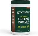 Greens First Original Greens Powder - 49 Superfoods - Organic Fruits & Veggies - Prebiotics, Probiotics & Digestive Enzymes - Antioxidant Smoothie - Dairy Free, Vegan, Non-GMO (Chocolate, 30 Servings)