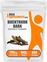 BulkSupplements.com Buckthorn Bark Extract Pulber - Buckthorn Bark Pulber, Taimne täiendus - Vegan & Gluten Free, 750mg per Serving, 500g (1,1 naela) (pakk 1)