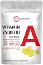 Mikrokoostisosad Maksimaalne tugevus Vitamiin A 25000 IU | 500 Softgels kookosõli parema imendumise | Visiooni, kasvu ja paljunemise olulised vitamiinid | Mitte-GMO, lihtne neelata