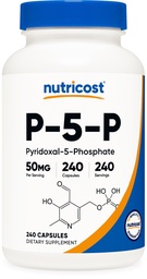 Nutrikost P5P Vitamiin B6 Lisa 50mg, 240 Kapslid (püridoksaal-5-fosfaat) - Taimetoitlane Sõbralik, Mitte-GMO, Gluteenivaba