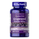 Puritan's Pride Grapeseed Extract 100mg koos Citrus Bioflavonoid Complex, Toidulisandi Antioksüdant ja südame tervise toetamine, 200 kiire vabastamise kapslid