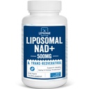 Liposomal NAD+ 500 mg + Trans-Resveratrool 300 mg , Superior Absorptsioon True NAD Supplement Efficient for Cellular Energy Metabolism & DNA Repair , 60 Softgels