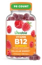 Elujõuline B12-vitamiini kummid täiskasvanutele | 1000 mcg | suurepärane maitse B12-vitamiinid | Mitte-GMO, vegan B12 | energia ja ainevahetuse toetamiseks | 90 kummikuid