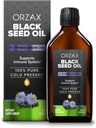 ORZAX Black Seed Oil Vedel (8 fl oz) - Külmpressitud 100% puhas | Vegan, Gluteenivaba, Non-GMO | 5000mg Black Cumin (Nigella Sativa) õli 50mg Tümokinoon | rikas Omega 3-6-9 | Klaaspudel