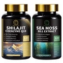 Shilajit meestele, Sea Moss ja Shilajit Bundle, Kõik 1 toidulisandid koensüümiga Q10, Black Seed, Ashwagandha, Taurine, Burdock for Energy, Kestvus, Antioksüdant & Immune Support, 240 kapslit