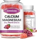 Kaltsiumkummid, kaltsiummagneesiumtsink vitamiiniga D3 & K2, kaltsiumi magneesiumi lisand B0nes lihased, viinamarjamaitse - 120 loend