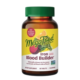 MegaFood Blood Builder Raualisand naistele ja meestele - Rauataseme tõstmine ilma kõrvaltoimeteta - Võitlused Väsimus - Vitamiin B12, foolhape ja C-vitamiin - Vegan - 60 Minitabletid (30 Servings)