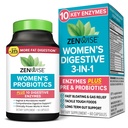 Zenwise Health 3-in-1 naised Probiootikumid Seedetrakti, Soolestiku Flora Ja Vaginaalse Tervise - Daily Probiootikumid Ja Prebiootikumid Naistele seedetrakti ensüümid Toetab Bloating & Gas Relief - 60 Count