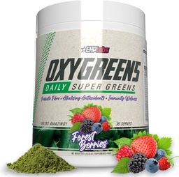 EHP Labs OxyGreens Super Greens Pulber – Daily Greens & Superfood Supplement koos Spirulina, Chlorella, Prebiootikumid, Seedeensüümid, Antioksüdandid – 30 Servings (Metsmarjad)