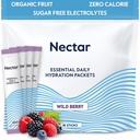 Nectar Hydration Packets - Elektrolüütide pulbripaketid - Ei Suhkrut ega Kaloreid - Orgaaniline puuviljavedelik Igapäevane IV hüdraadipakett dehüdratsiooni leevendamiseks ja kiireks rehüdreerimiseks (Berry 18 Pack)