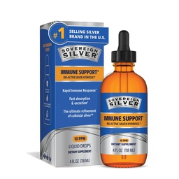 Sovereign Silver Immune Support - Kolloidhõbe, Bio-Active Silver Hydrosol, 10 ppm, Vedel Dropper, 4 Fl Oz, (118 ml)