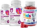 Elderberry Gummies for Kids and Magnesium 200 mg Gummies Sugar-Free - Tervislik Immuunsüsteemi Booster ja tervisetoetus Elderberries Ekstrakt Magneesium Calm Chews lastele ja täiskasvanutele Suhkruvaba