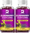 (2 Pack Elderberry Gummies & Irish Sea Moss, orgaaniline Sambucus Elderberry Gummy koos Seamoss, tsink, C-vitamiin, D3, multivitamiini Elderberry vitamiinid - suhkruvaba