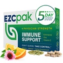 EZC Pak 5-päevane nõrgestatud immuunsuse tugivõimendaja - vitamiini immuunsüsteemi tugisammas, Echinacea, tsink-vitamiin C, vitamiinid immuunsüsteemi toetamiseks, täiskasvanutele mõeldud immuunsuse tugevdajad - immuunsuse tugivitamiinid