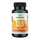 Swanson Vitamiin D-3 5000 RÜ Luude Tervis Immuunsüsteemi toetamine Tervislik lihasfunktsioon D3 Täiendus (kolekaltsiferool) 125 mcg 250 Softgels Count