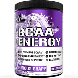 EVL BCAAs Aminohapped Pulber - BCAA Energy Pre Workout Pulber lihaste taastamiseks Lean kasvu ja vastupidavust - Rehydrate Post Treeningu taastamise Jook loodusliku kofeiiniga - Furious Grape