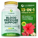 PurePremium Vererõhu täiendused Hawthorn Berry, Hibiscus, küüslauk ja vitamiin B12 - lämmastikoksiidi lisa normaalse südame tervise, vereringe tervise ja vererõhu toetamiseks - 90 ct
