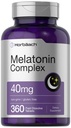 Horbäach Melatoniin 40 mg kompleks | 360 Kiiresti lahustuvad tabletid | Täiskasvanute ekstra tugevuse täiendus | koos kummeli ja ashwagandhaga | taimetoitlane, mitte-GMO, gluteenivaba