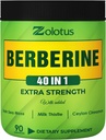 Zolotus Berberine Supplement 40 in 1, koos Sea Moss, Kaneel, Piimaohakas, Apple Siidriäädikas, Quercetin, Parim täiendus immuunsüsteemile, seedimine ja südame tervis