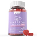 Safranilisandid Gummies 100mg - 100% puhas safran ekstrakt magneesiumglütsinaat, L-Theanine, kurkum, Ashwagandha, Honey & B-vitamiini kompleks meeleolu ja võimu, antioksüdant, Vitality - 60 Count