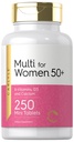 Carlyle Multivitamiin naistele 50 Plus | 250 Mini Tablets | Rauavaba täiendus | Vitamiinid A, B12, C, D3, Folaat (foolhappena) ja Kaltsium | Mitte-GMO, Gluteenivaba