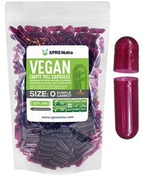 XPRS Nutra suurus 0 Tühjad kapslid - 500 loend Tühjad vegankapslid - taimetoitlased pillid - DIY köögiviljakapsli täitmine - köögiviljade pillid ise toidulisandite jaoks (Purple Porgand)