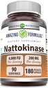 Hämmastav valem Nattokinaasi dieet Täiendus 100 mg Veggie kapslid Täiendus | 2000 FU Ensüümi aktiivsus | Mitte-GMO | Gluteenivaba | Made in USA (180 Count)