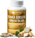 Ginseng & Ginkgo Biloba 150 Veggie kapslid, energia ženšenni juure ekstrakti pulber, Ginkgo Biloba ekstrakt, 100% looduslik ja mitte-GMO, Vegan, Gluteenivaba, piimavaba