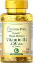 Puritan's Pride Vitamiin D3 250 mcg (10 000 IU) Softgels, 200 Count