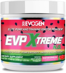 Evogen EVP Xtreme NO - Pre Workout Pulber meestele ja naistele | Sugar Free Preworkout beeta-alaniin, kreatiini ja kofeiini energia ja pumba | Hapu arbuus | 40 Servings