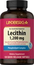 Lindbergi letsitiini 1200mg täiendus | meestele ja naistele | 120 softgeeli kapslit | fosfolipiidkompleks | Mitte-GMO, Gluteenivaba