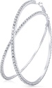 Suur Reinstone Hoop Kõrvarõngad Säravad Kristall Reinstone Dangle Big Hoop Kõrvarõngad Naiste Pulmapidu Favor, 80 mm
