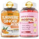 Suhkruvaba 2Pack Turmeric Ingver Gummies & 2Pack Myo-Inositool & D-Chiro Inositool Gummies