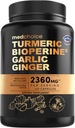 4-in-1 kurkum ja küüslaugu täiendused bioperiiniga - 2360mg kurkum ingveri juurkapslid küüslauguga - kõrge tugevusega taimse segu (120 ct)