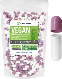 XPRS Nutra suurus 0 Tühjad kapslid - 500 loend Tühjad vegankapslid - taimetoitlased pillid - DIY köögiviljade täitmine - köögiviljade pillid ise toidulisandite jaoks (lavendel / valge)