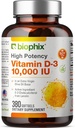 Biophix Vitamiin D-310000 IU 380 Softgels - kõrge potentsi ekstra neitsioliiviõli Mitte-GMO Soja-Free toetab tugev luud Immuuntervise