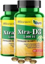 Ameerika Medic & Science Xtra D3 Vitamiin D 5000 RÜ (125 mcg)Kolekaltsiferooli täiendus meestele ja naistele (120Easy neelata softgels) 2pack|Parim luu, südame tervis, immuunsüsteem tugi, kopsufunktsioon