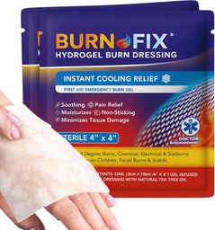 BurnFix® Burn Gel Pads 4x4 Hydrogel Dressing - Heat SinkTM Technology - Sterile teepuuõliga - Kiire jahutamine päikesepõletuseks, köök, keemilised põletused - Mitte-pulk esmaabi, ohutu näole ja lastele (2)