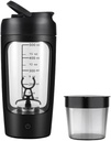 Elektriline kaasaskantav valgu loksuti pudel sileda segu jaoks | w / vaba valgupulber CUP | Tritanist valmistatud Premium pudel – BPA vaba | 650 ml | laetav | GYM & Sport Entusiastile. (Must)