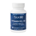 BRAINMD D3-vitamiin + K2-60 kapslid - sünergistlik tugi tervetele luudele ja tunnetusele - Gluteenivaba - 60 serveerimist