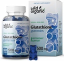 Wild & Organic L Glutatioon Gummies - Vähendatud Glutatioon 500mg Antioksüdant Toetus - Maksa puhastamine Detox Supplement - 60 Vegan, Non-GMO, Pectin-Based Chews