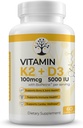Vitamiin D3 K2 täiendus, 5000 RÜ - toetab immuunsüsteemi ja südame heaolu, kõrge potentsi, gluteenivaba, 60 kapslit